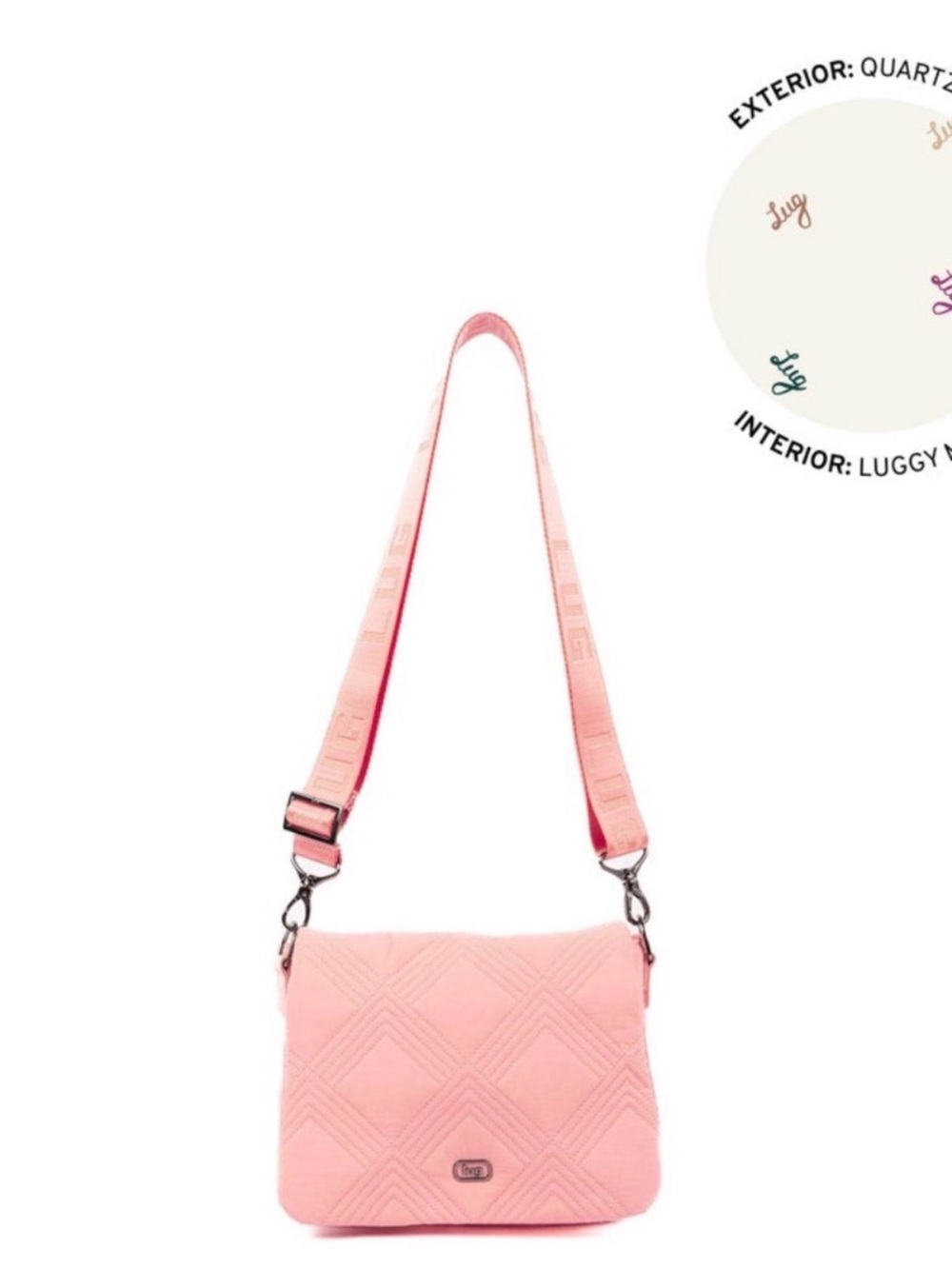 lug Pink Quilted Crossbody Bag with Adjustable Strap